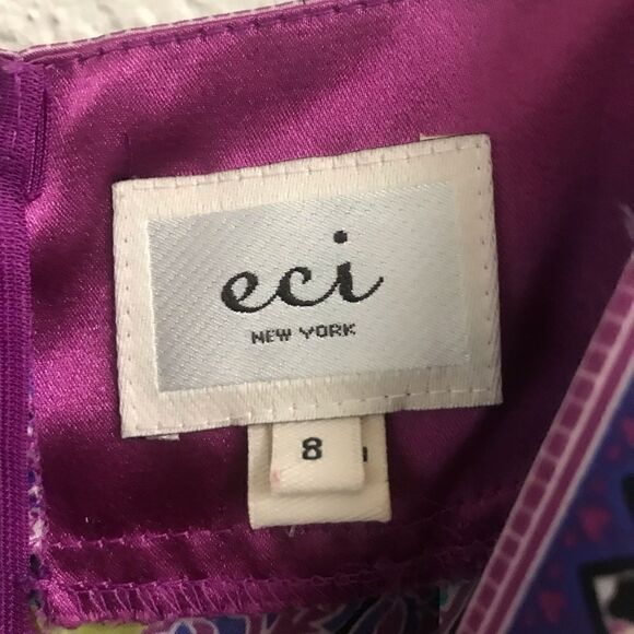 Vintage Slip Dress Y2K ECI V-neck purple print mini Size 8 NWOT - Picture 6 of 8